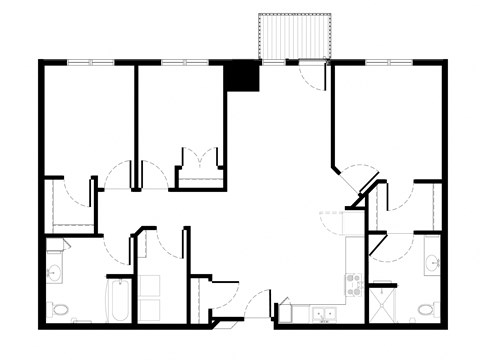 Floor plan for 3 beds, 2 baths, 1299 sqft